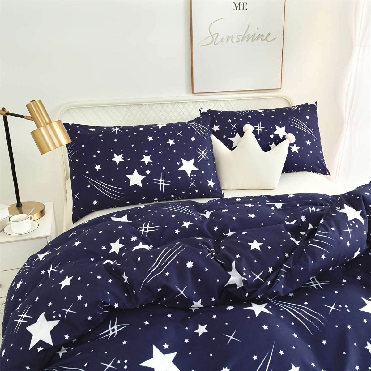 Starry Sky Duvet Cover Set 3 Pieces Soft Breathable Bedding for Bedroom Guest Room