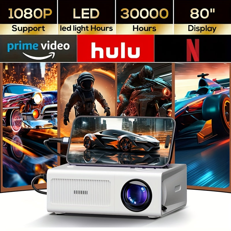 Портативный мини LED-проектор для домашнего кинотеатра с поддержкой 1080P и беспроводным дисплеем