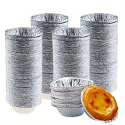 100/200 Pack Disposable Round Baking Foil Tins for Tarts and Pastries
