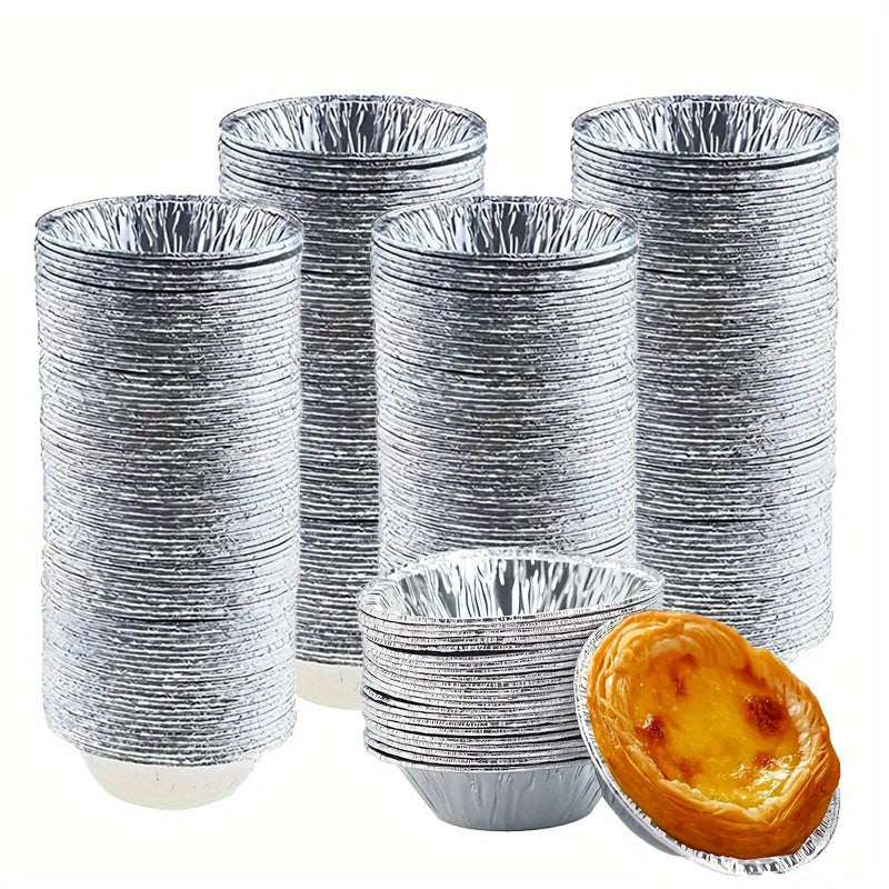 100/200 Pack Disposable Round Baking Foil Tins for Tarts and Pastries