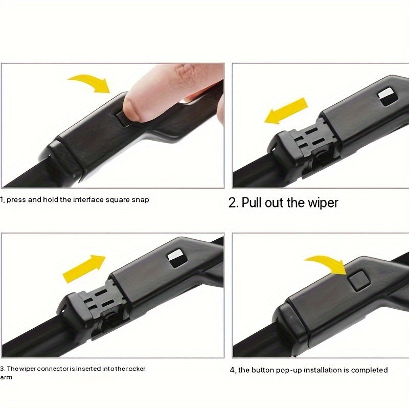 Universal Silicone Windshield Wiper Blades 19mm Connector 14-28 Inch Quick-Release