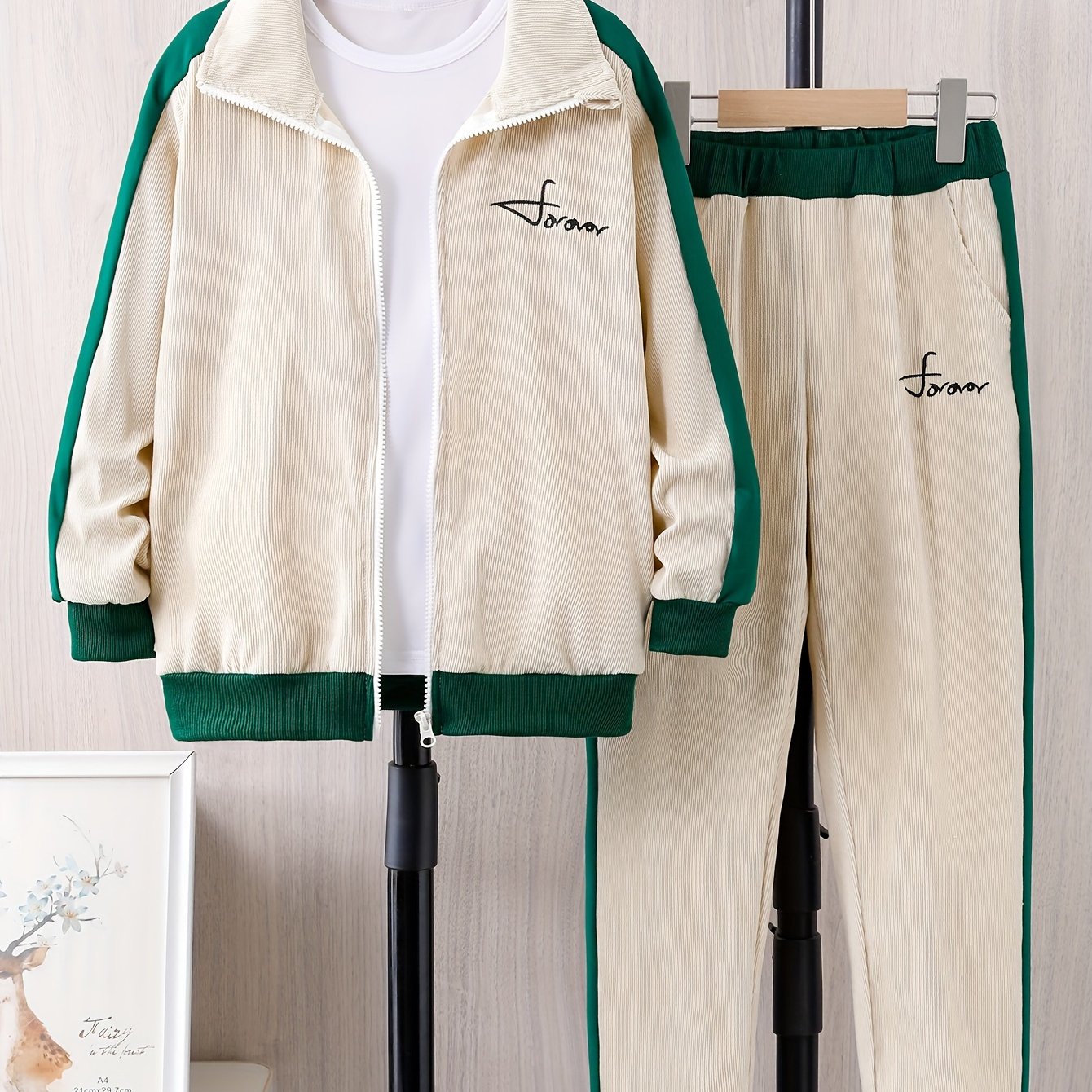 Boy's Casual 2-Piece Set Long Sleeve Zipper Jacket Jogger Pants Fall