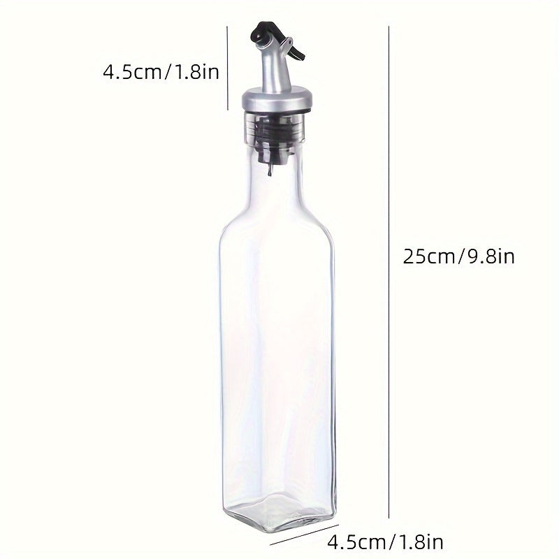 Premium Glass Oil Dispenser Bottle Leak-Proof Square Seasoning Container for Kitchen and Camping