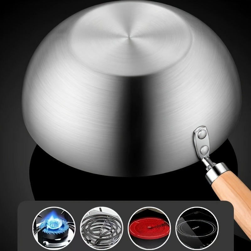 20cm Stainless Steel Non-Stick Wok with Honeycomb Coating and Wood Handle