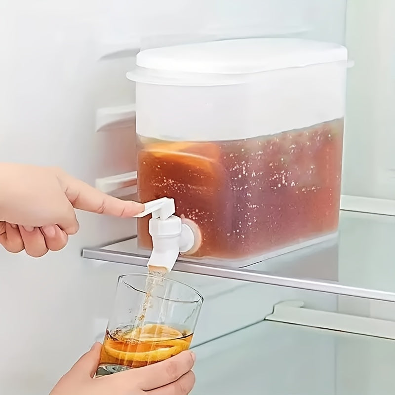 Large Capacity White Plastic Refrigerator Drink Dispenser with Faucet for Juice Lemonade Tea