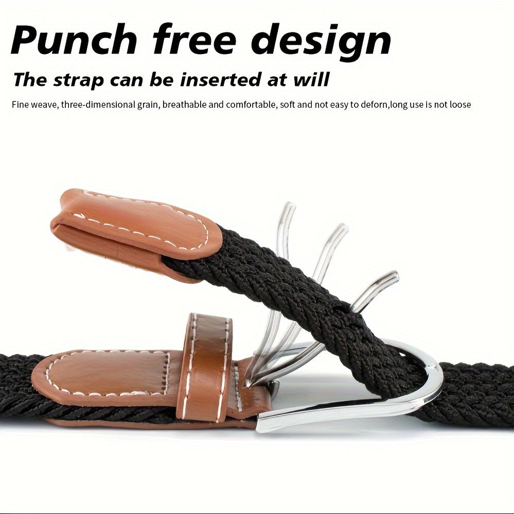 Unisex Canvas Belt with Braided Waistband and Pin Buckle for Casual Jeans