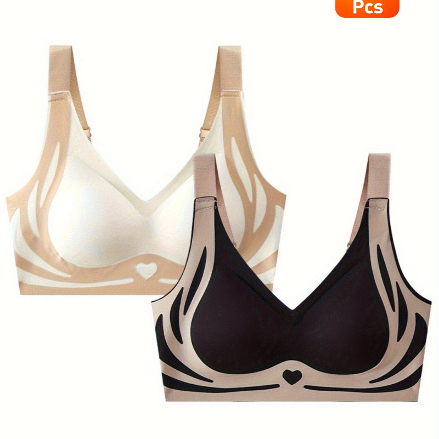 Women's Lace Wireless Bra Set Full Coverage Plus Size Comfortable