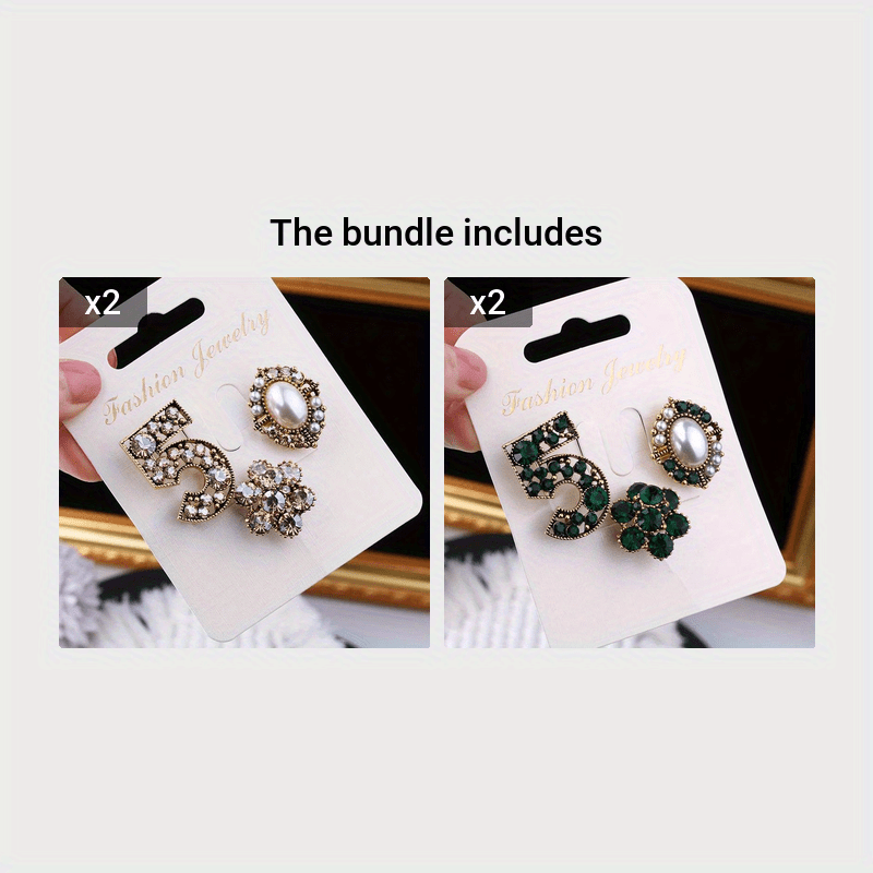 Vintage-Inspired 3-Piece Brooch Set Faux Pearls Rhinestones for Suits Coats Shirts