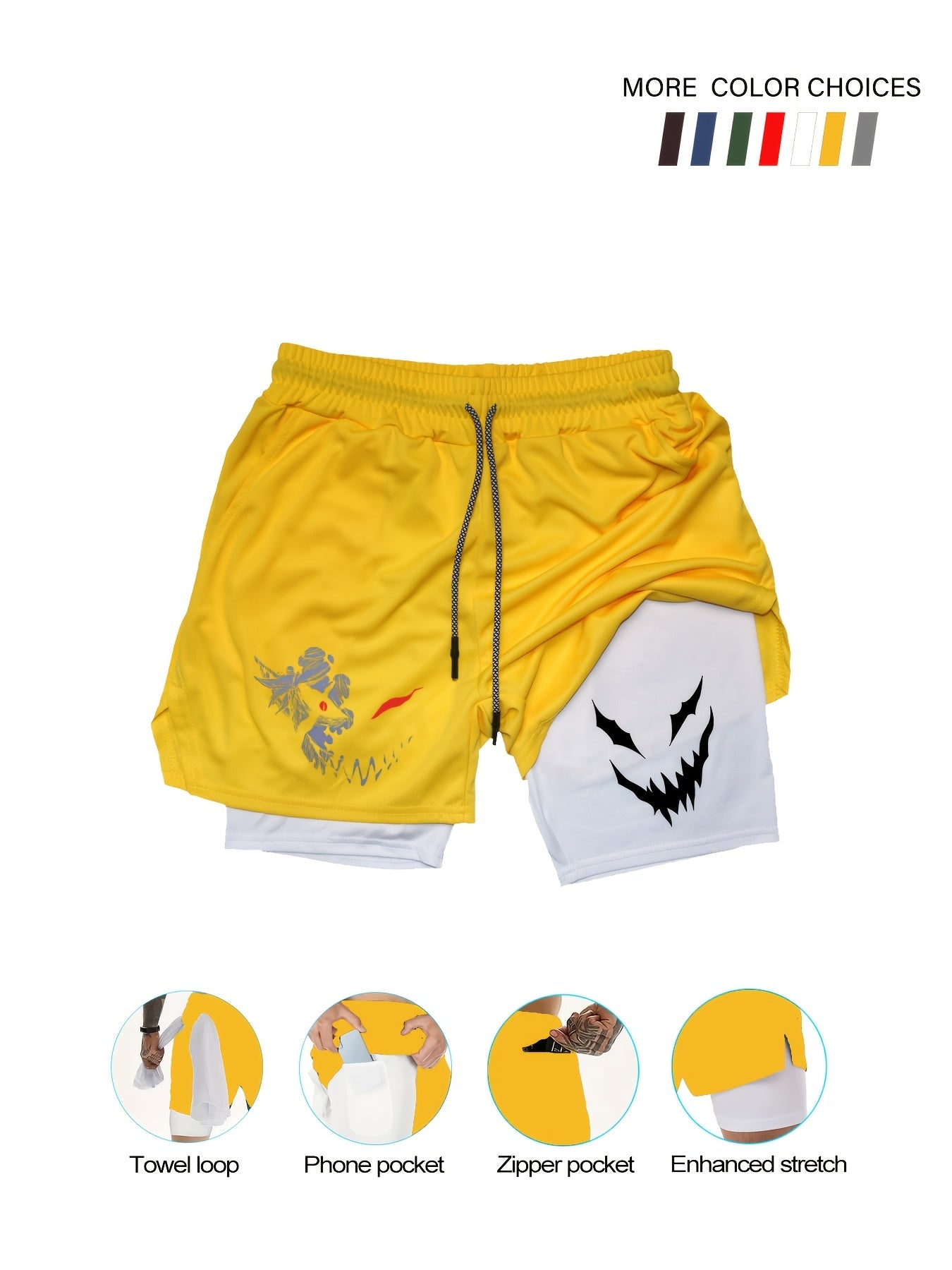 Pantalones cortos de doble capa de secado rápido para hombre con bolsillos en verde oliva para gimnasio, correr y deportes