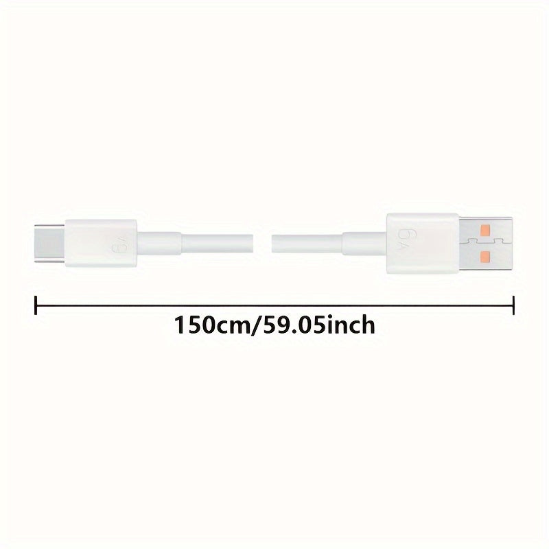 66W USB Type-C Charging Cable 1.5m Flat Matte PVC Fast Charging Data Transfer