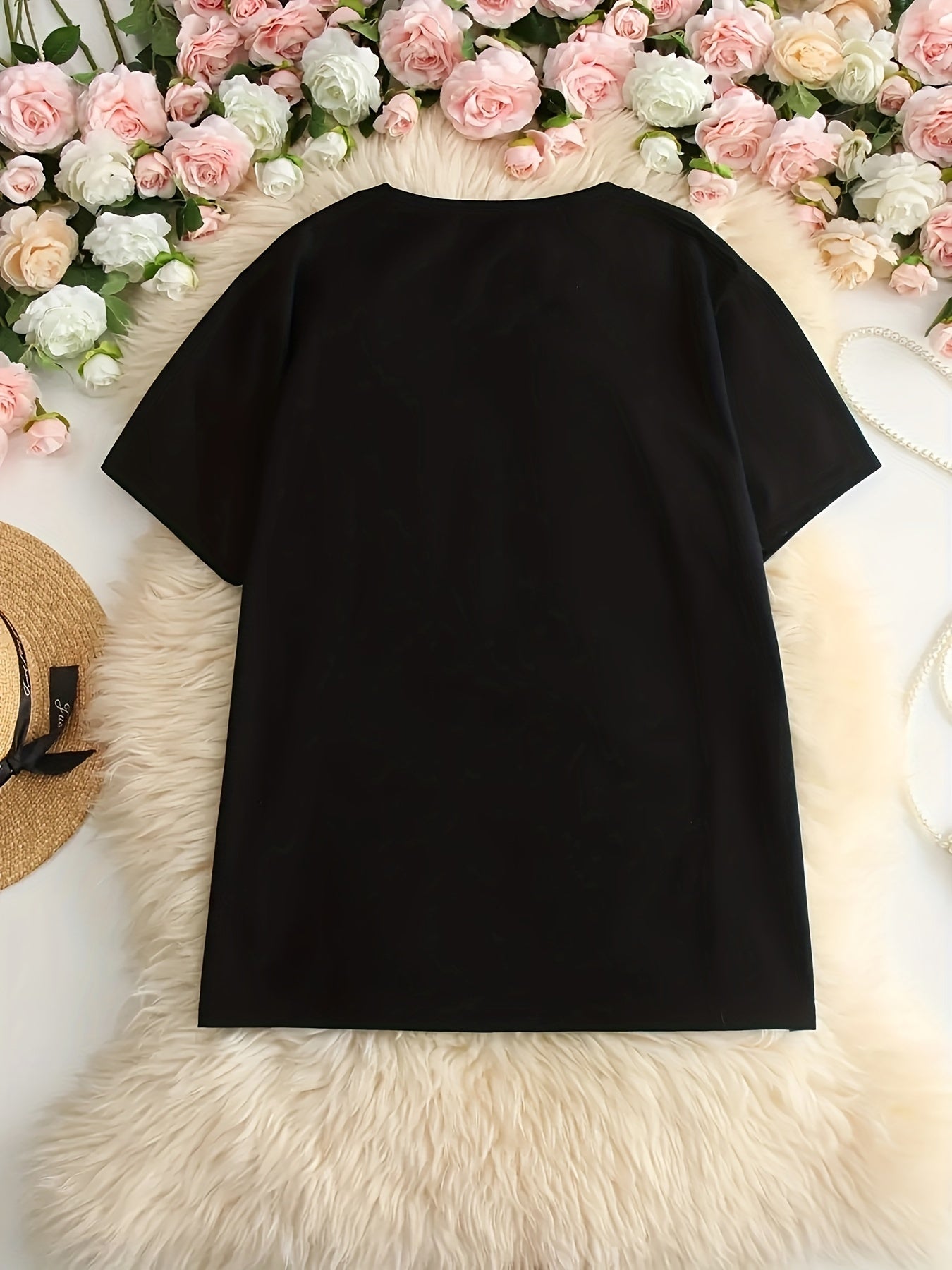 Plus Size Leopard Heart Print T-Shirt for Women Casual Spring Summer Polyester