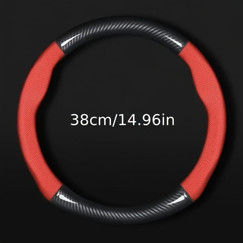 Universal Car Steering Wheel Cover Carbon Fiber Perforated PU Leather Non-Slip Durable