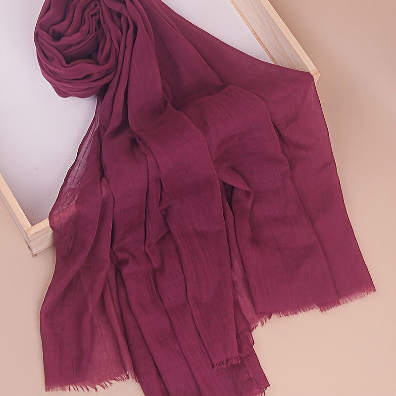 Women's Lightweight Solid Color Scarf Shawl Breathable Soft Polyester Sun Protection