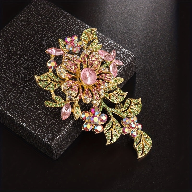 Men's Zirconia Flower Brooch Vibrant Colors Stage Wear Gift