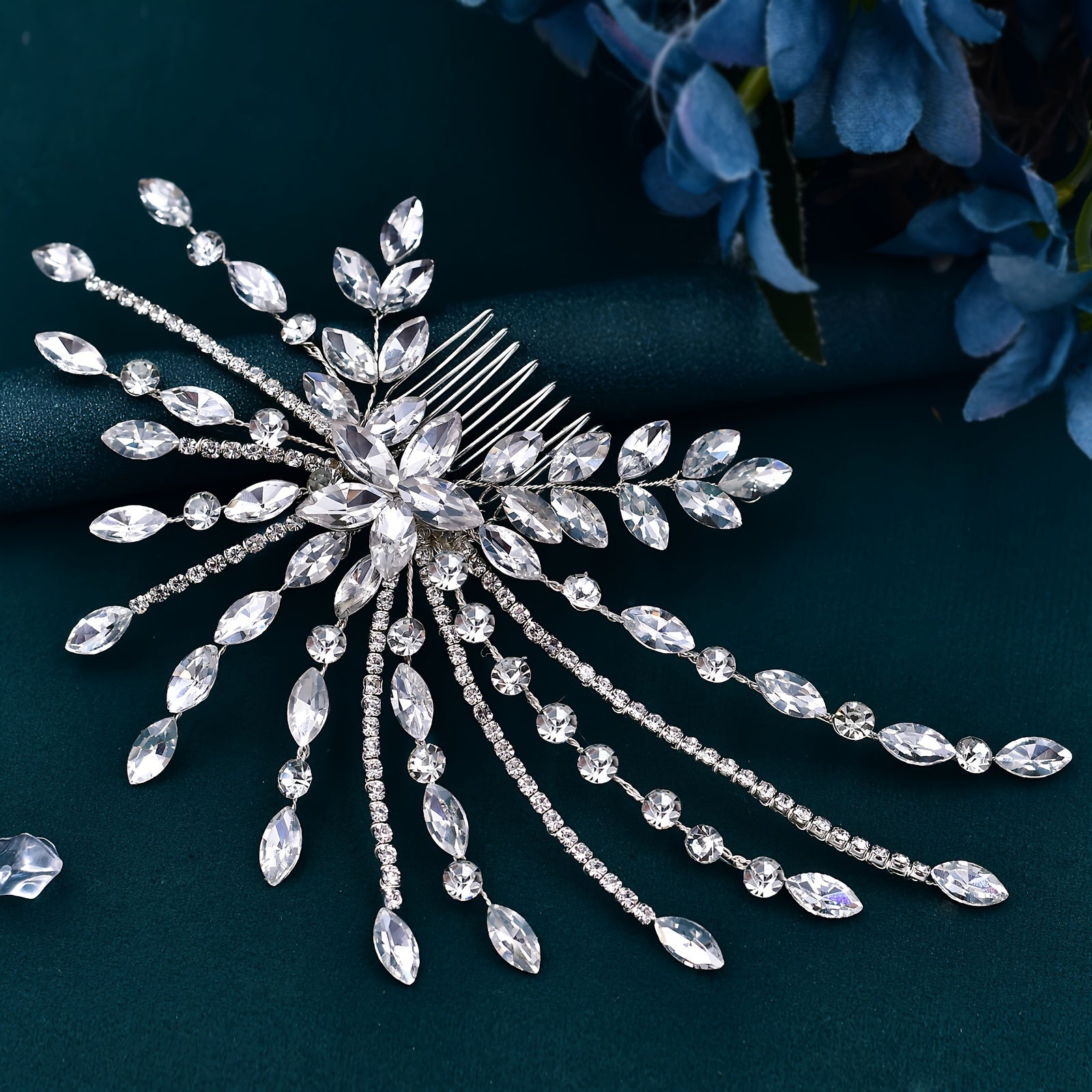 Silver Hair Comb with Crystals for Wedding Bridal Hair Accessory