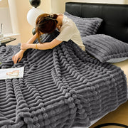 Soft Cozy Ribbed Blanket for Sofa Bed Pet Use, Skin-Friendly