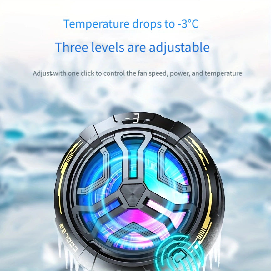 Universal Phone Cooler with Magnetic Back Clip Digital Display Turbofan LED Lighting