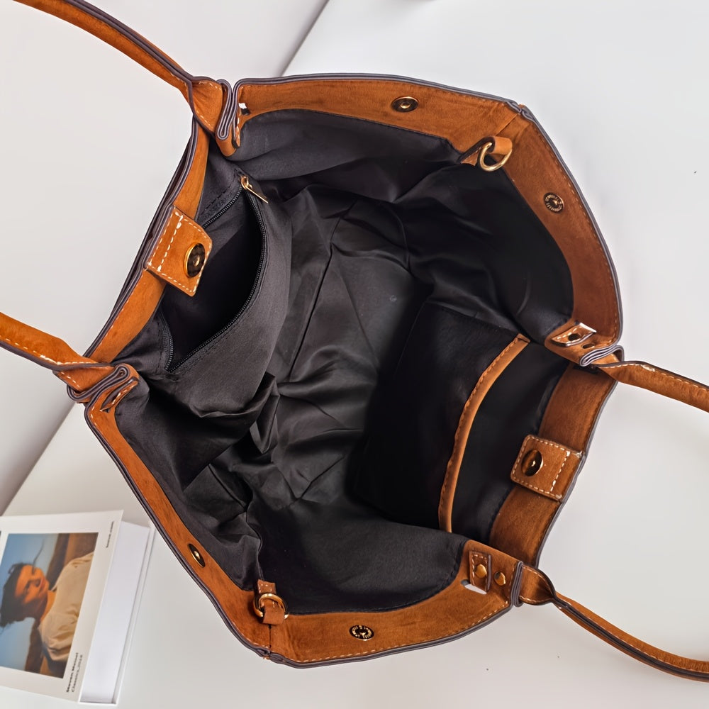 Superhero-Inspired Tote Bag Set Large Capacity Durable Fabric Coffee Light Brown