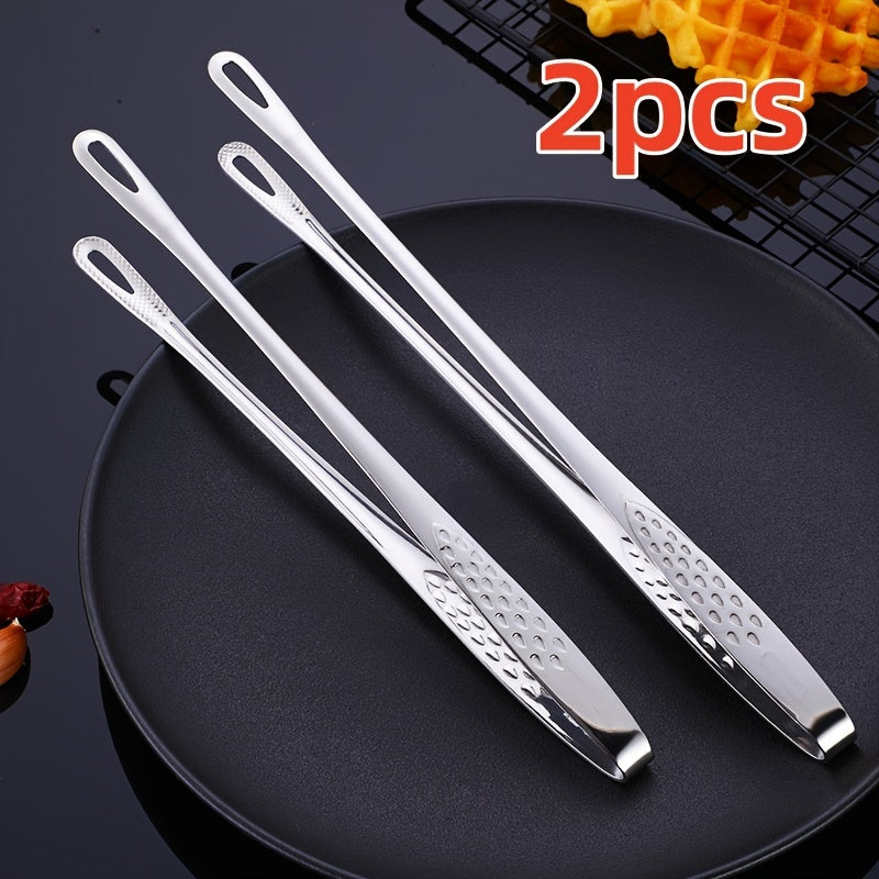 Golden Stainless Steel BBQ Tongs Set for Grilling and Food Serving