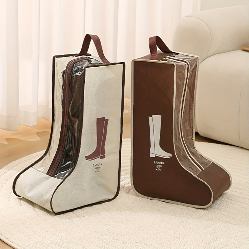 Fabric Shoe Storage Bag with Transparent Dustproof Moisture-Proof for Long and Ankle Boots
