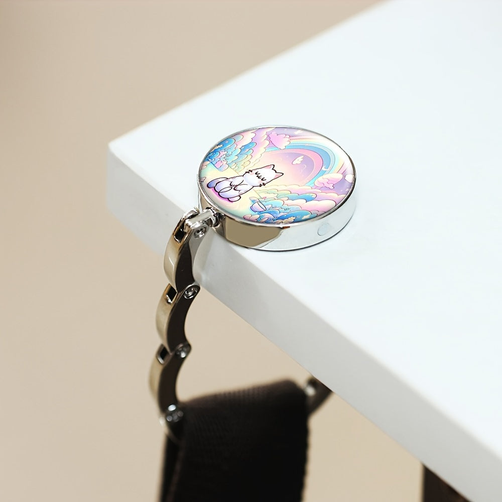 Kawaii Foldable Purse Hook for Travel Handbag Hanger Stylish Cat Design