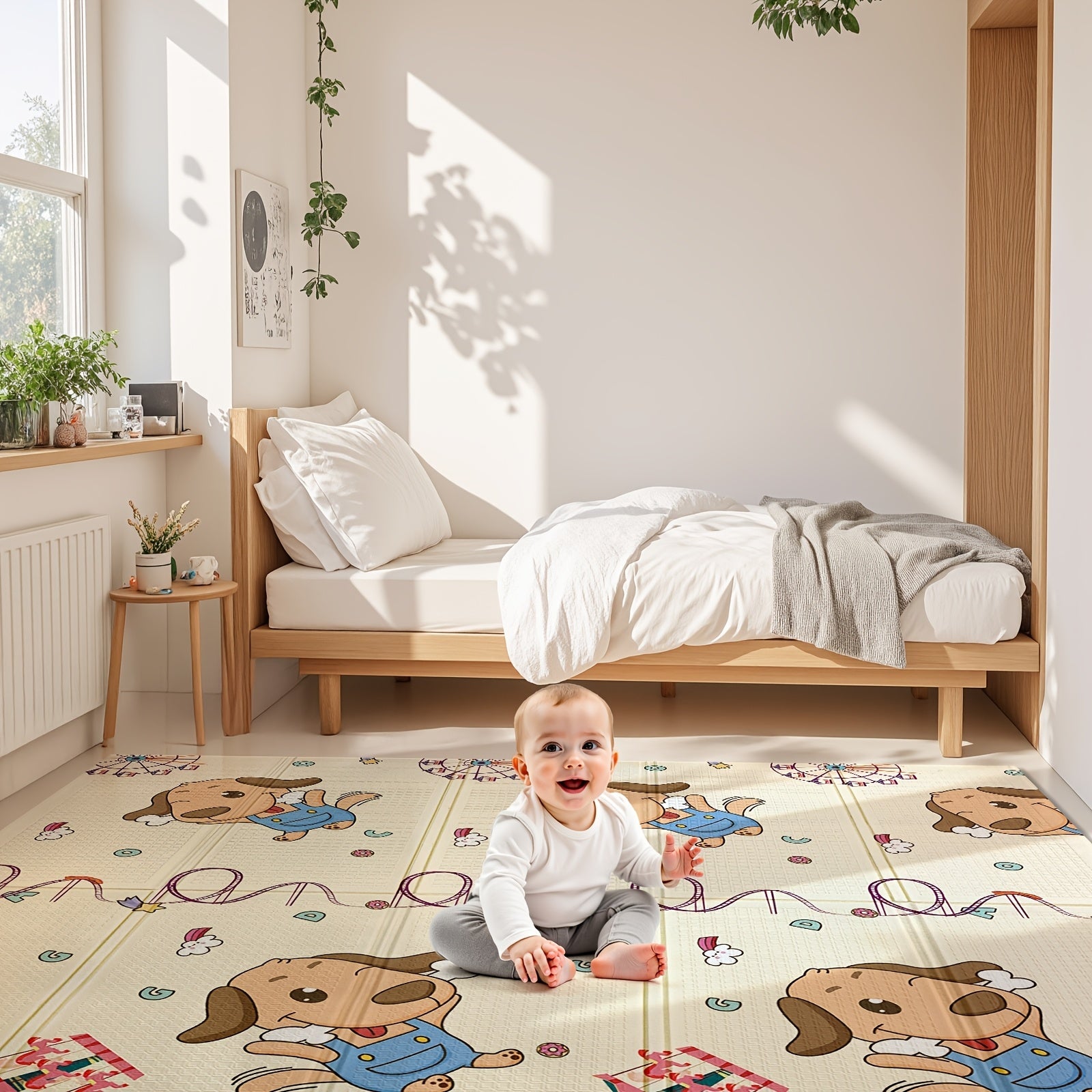 Экстра-Большой двусторонний игровой коврик водонепроницаемый, противоскользящий, с сумкой для переноски для детей