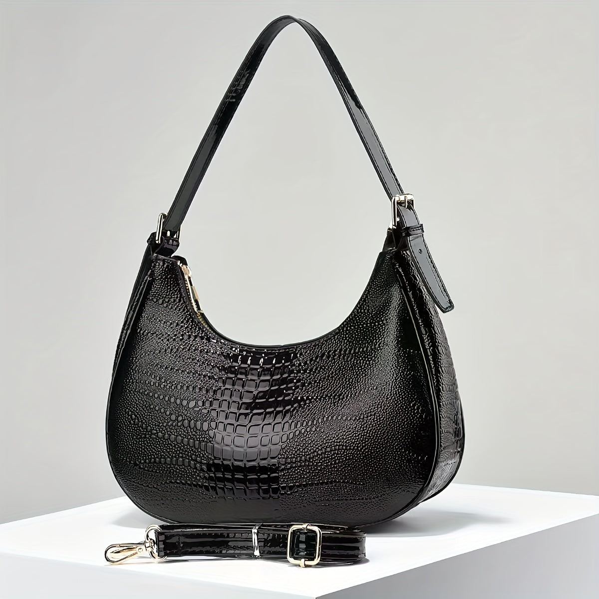 Women's Crossbody Bag with Crocodile Pattern Embossed PU Leather