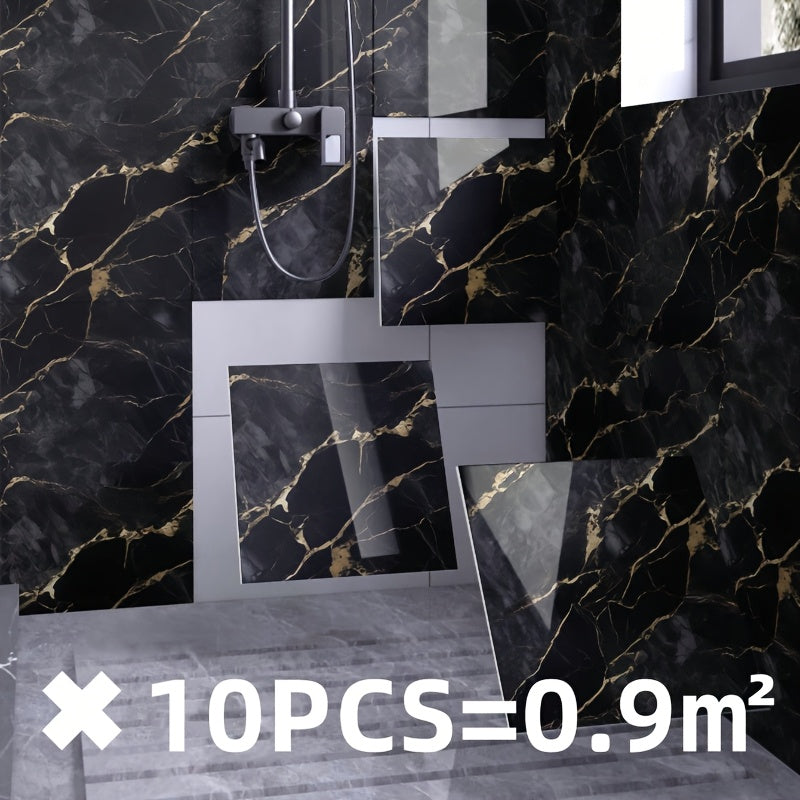 10 шт. мраморных панелей для стен с самоклеящимся водонепроницаемым покрытием для ванной комнаты, кухни, гостиной 29,97 см x 29,97 см