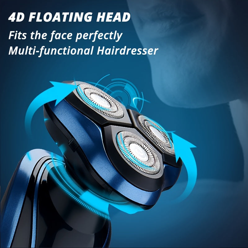 Portable USB Rechargeable Electric Shaver with Floating Head for Face and Nose Hair Trimming