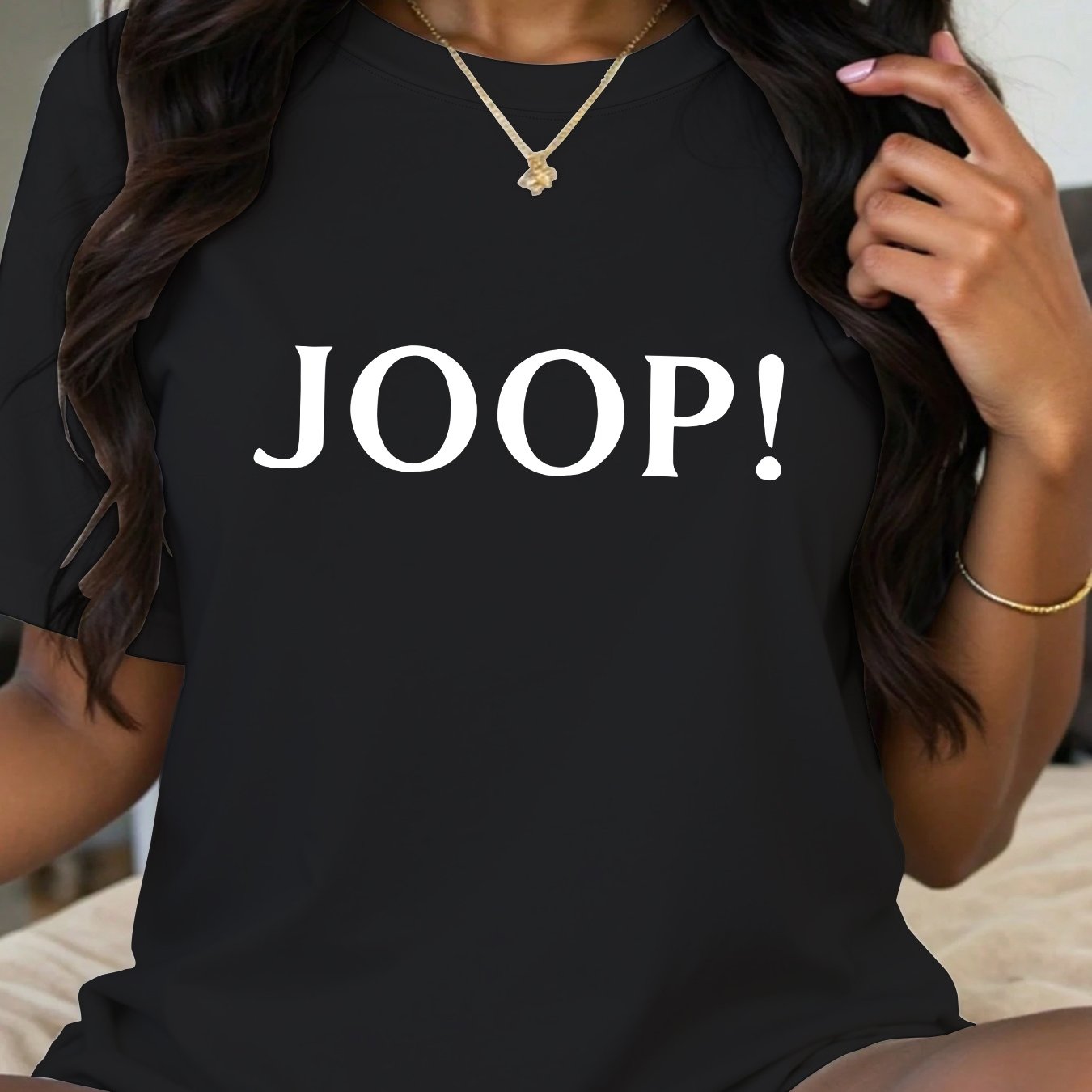 Women's Graphic Print T-Shirt Casual Short Sleeve Oversized Black White Letters