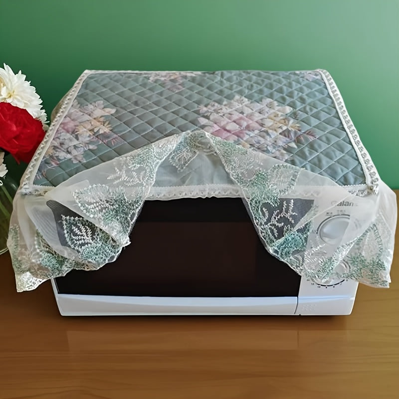 Европейская кружевная вышитая крышка для микроволновки с цветочным узором, зеленые листья, пылезащитная