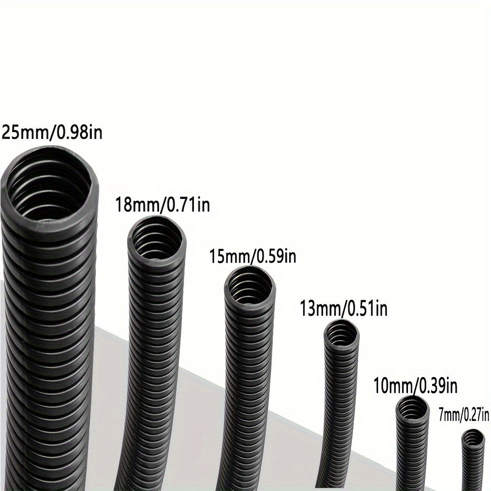 2 Pieces 3m Black Corrugated Non-Split Conduit for Automotive and Indoor Wiring