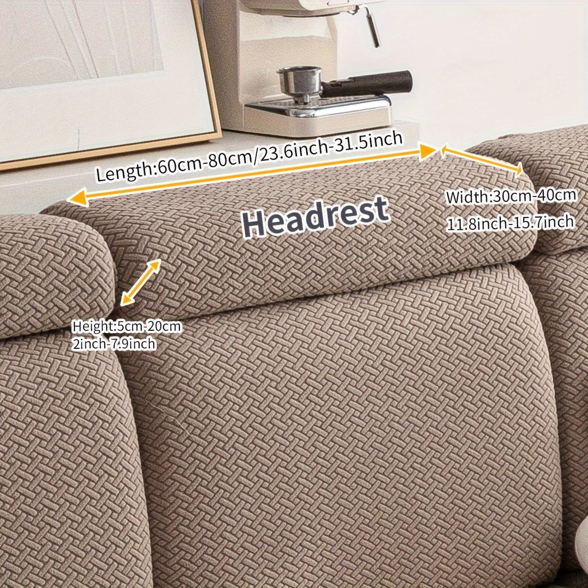 Checkered Pattern Polar Fleece Sofa Cover Boho Style Stretch Fabric Stain and Pet Scratch Protection