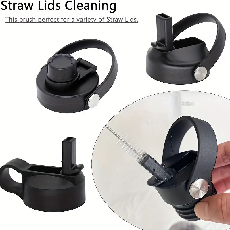 10 Stainless Steel Handle Soft Bristle Straw Cleaning Brushes for Teapots Cups and Test Tubes