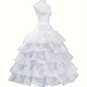 White Petticoat for Weddings and Parties with 4 Hoops and 5 Ruffles
