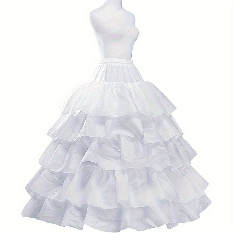 White Petticoat for Weddings and Parties with 4 Hoops and 5 Ruffles
