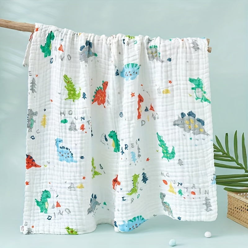 Детский хлопковый пеленальный плед 104 см дышащая шести-слойная марля с узорами в виде мультяшных персонажей и клубники