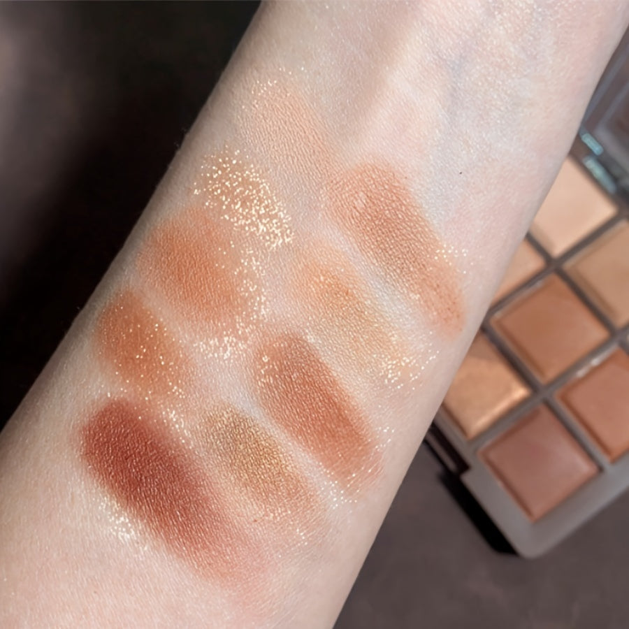 Палитра теней для век 9 цветов коричневая с шиммером, матовая, шоколадная для ежедневного использования