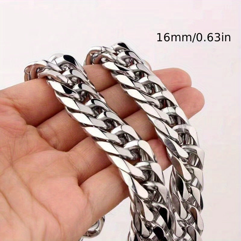 Men's Stainless Steel Cuban Chain Necklace Thick and Thin Rap Style Jewelry