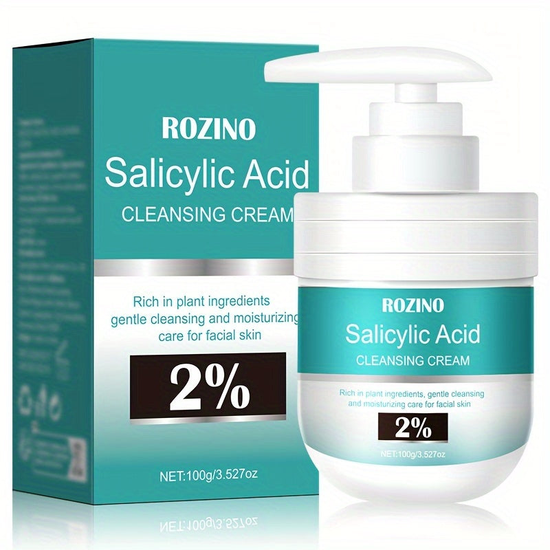 ROZINO Salitsil kislotasi tozalovchi kremi alkogolsiz yuz kremidir, u terini chuqur tozalaydi, namlaydi va oziqlantiradi. Barcha teri turlari uchun mos keladi, unda jo'xori va glicerin mavjud.