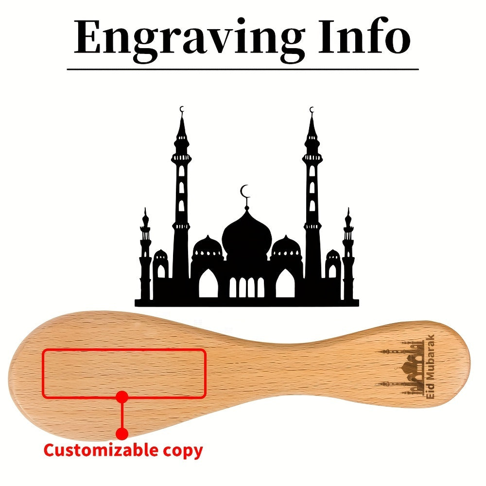 Personalized Wooden Hair Brush with Engraving Ramadan Sheep Star Moon Gift