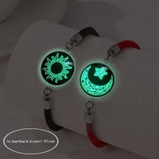 2 Pack Luminous Sun Moon Lovers Gemstone Bracelets Alloy Unisex Jewelry for Valentine's Day Festivals