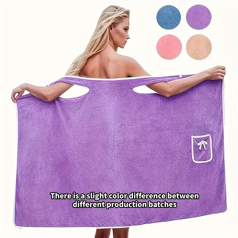 Women's Purple Coral Fleece Bathrobe Soft Thick Absorbent Cozy Home Wear