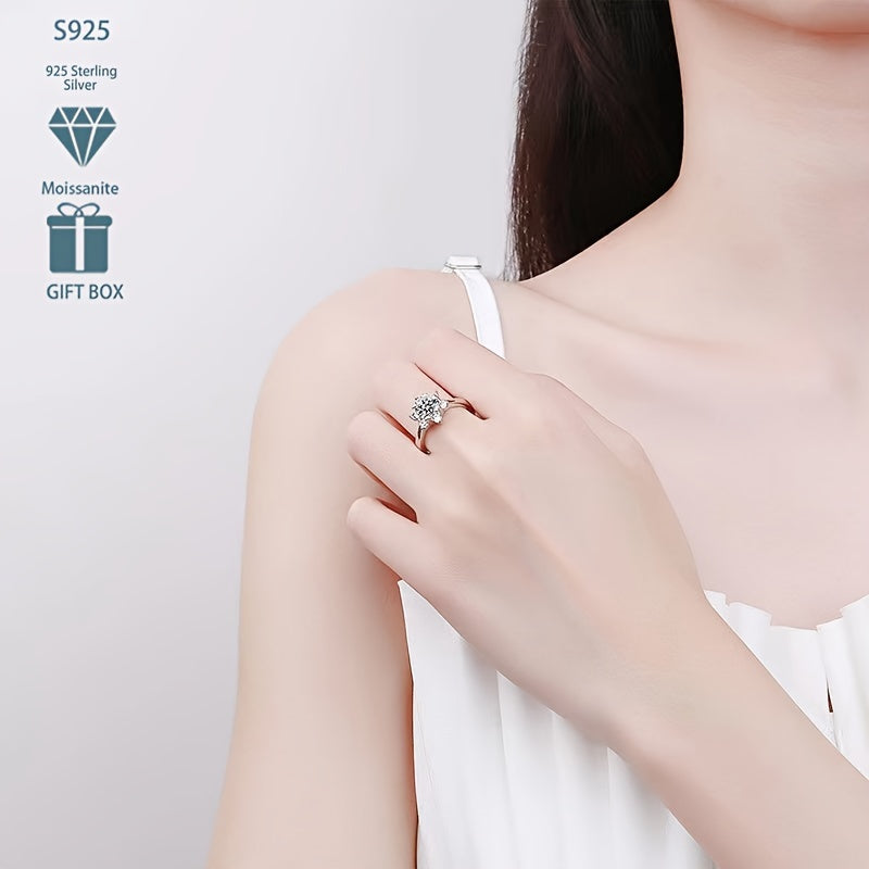 Bague de fiançailles en moissanite de 1 carat en argent avec 5 couleurs pour mariages et événements spéciaux