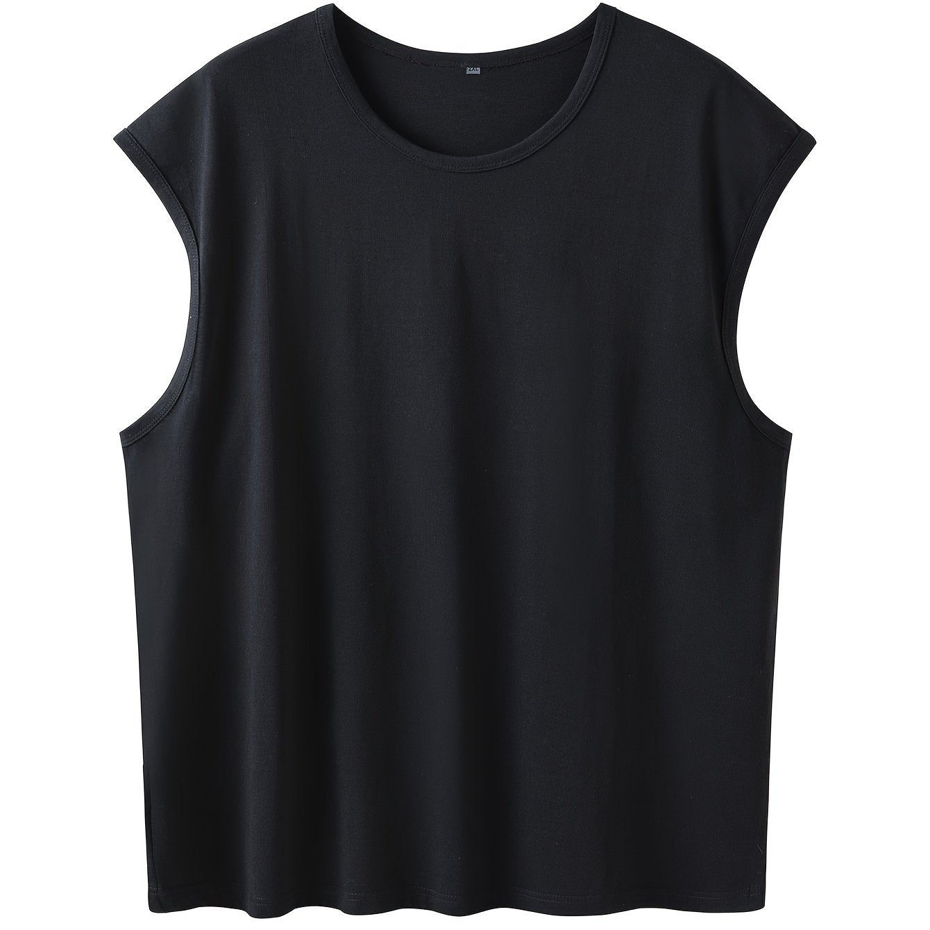 Plus Size Cotton Sports Tank Top for Men Solid Color Breathable Sleeveless Workout Tee