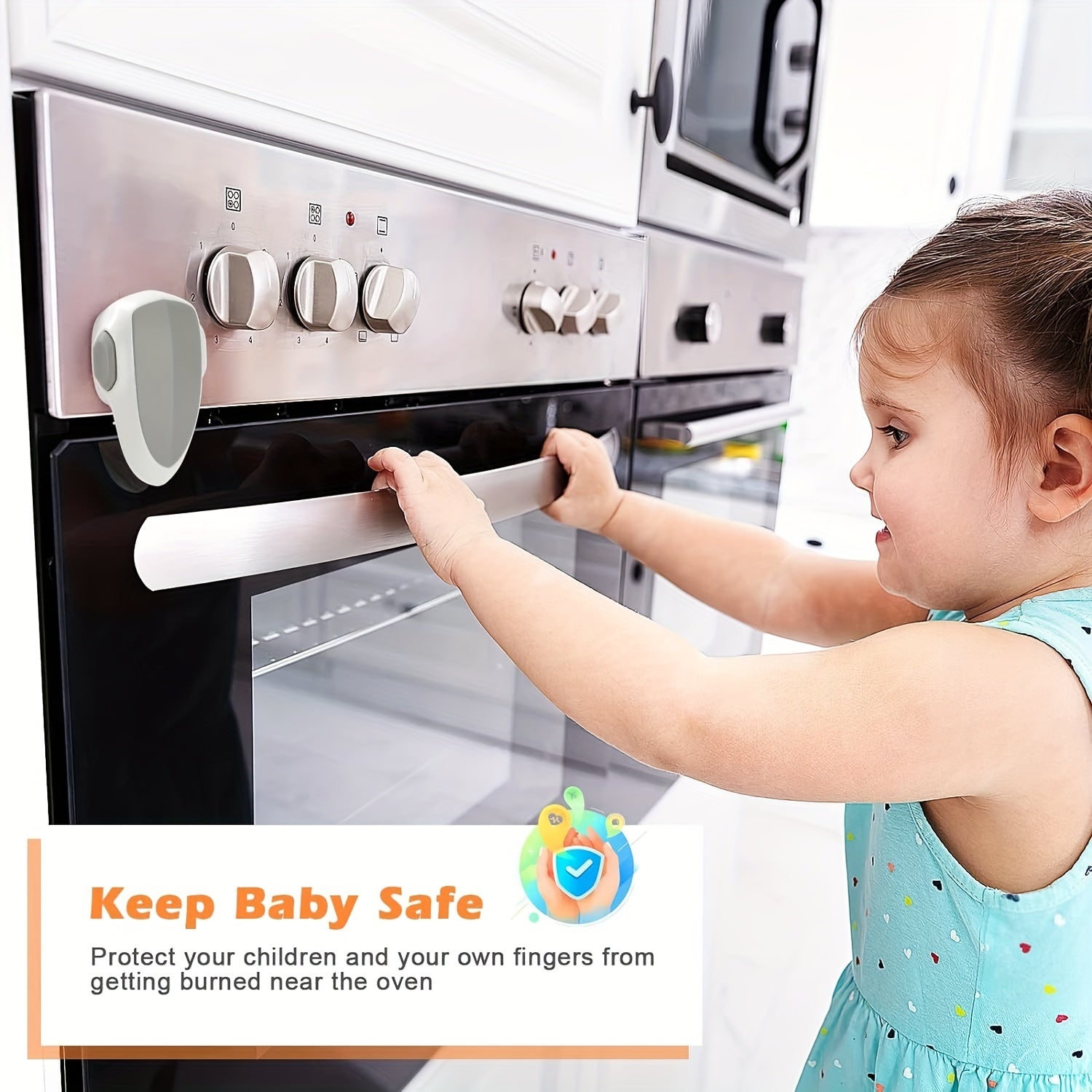Safety Oven Lock Heat-Resistant Adhesive Child Safety Lock for Oven Doors