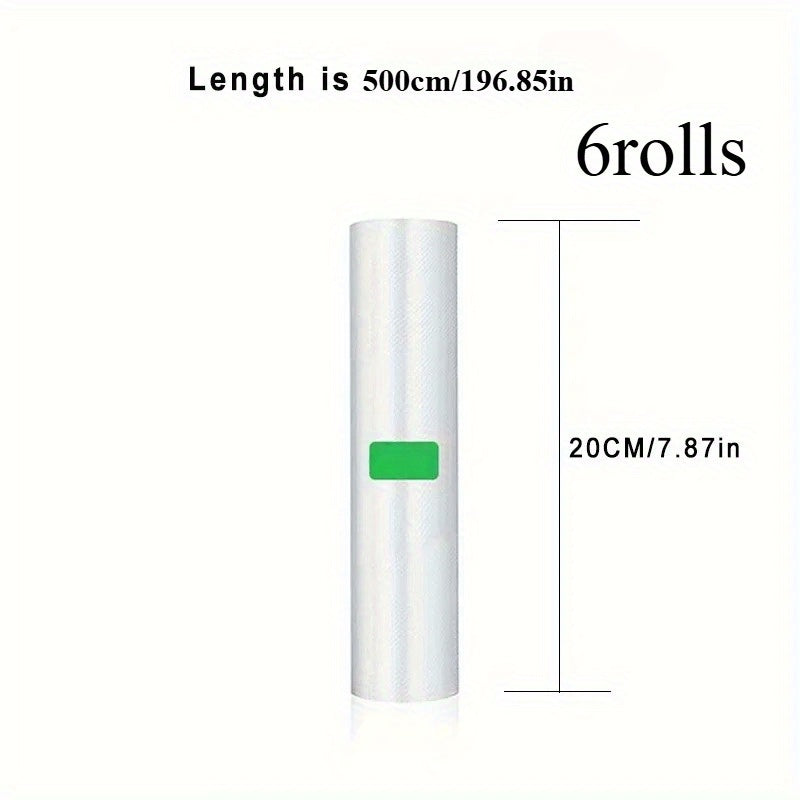 6pcs Vacuum-Sealed BPA-Free Storage Bags 2.5cm x 200mm for Kitchen and Restaurant