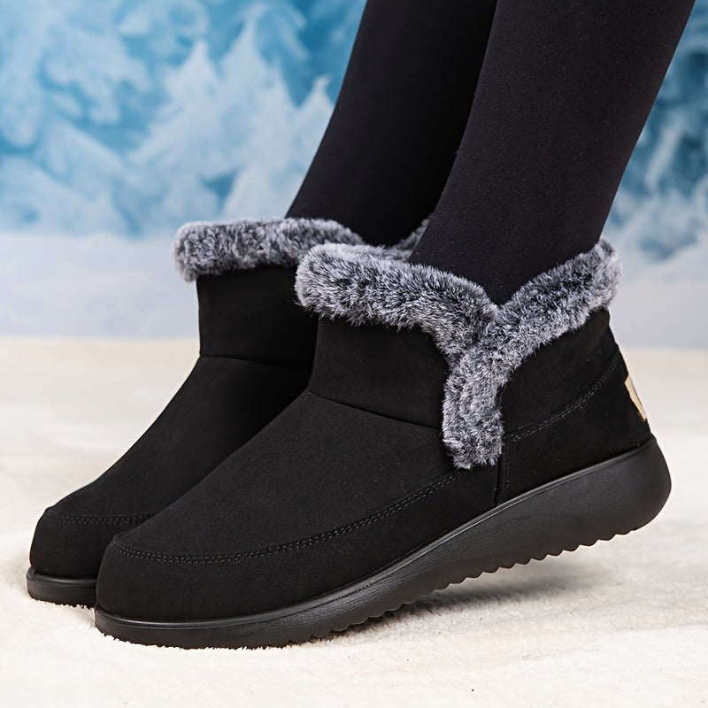 Women's Winter Snow Boots Fleece-Lined Low-Top Waterproof Warm