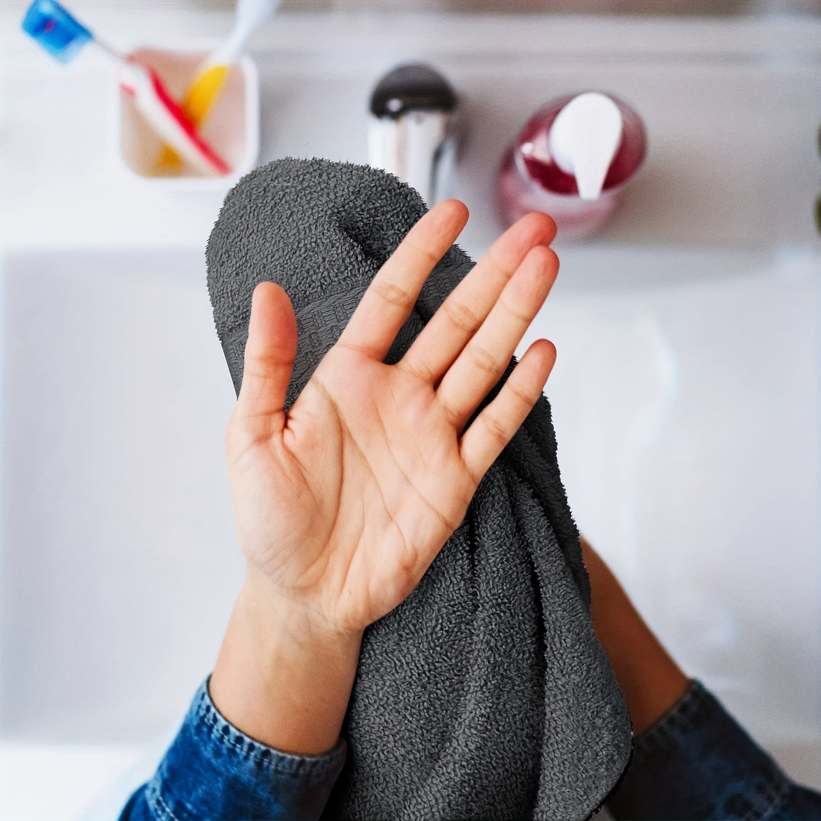 Set of 6 Cotton Washcloths 430 GSM Soft Absorbent Spa Bathroom Gym 33x33 cm