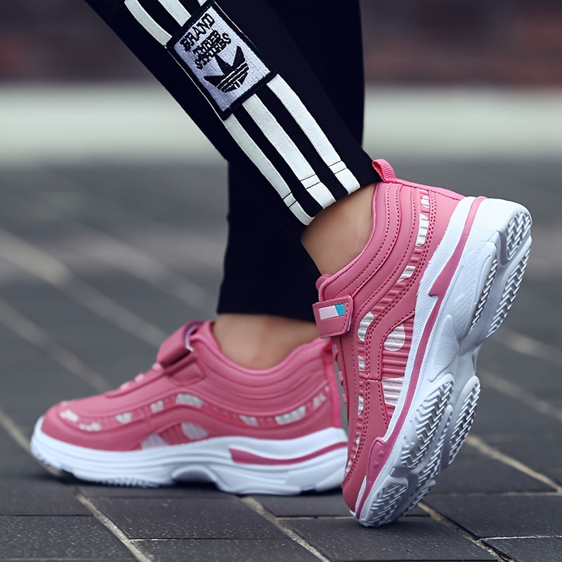 Kids Girls Solid Canvas Sneakers with Non-Slip Soft Sole and Hook and Loop Fastener